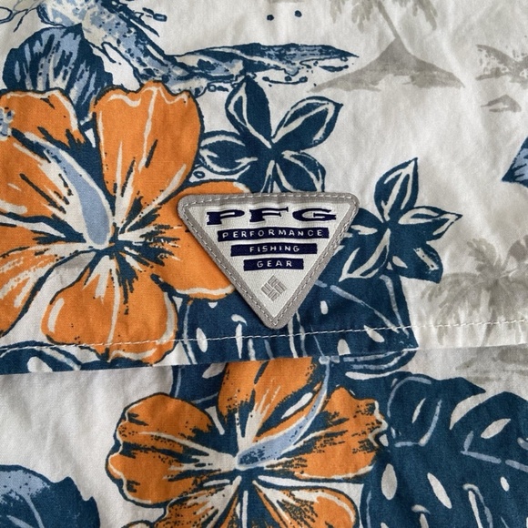 COLUMBIA PFG Mens TROLLERS BEST Floral Vented Fishing Shirt Size M - Picture 5 of 11